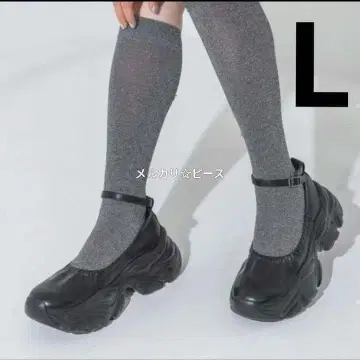 지나시스 통굽 스니커즈 펌프스 블랙 L 24.0-24.5cm