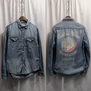 AVIREX TYPE BLUE 아비렉스 유즈드 가공 데님 셔츠 M