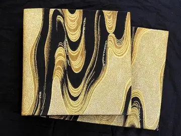 순수 실크 금실 파도 무늬 후쿠로 오비