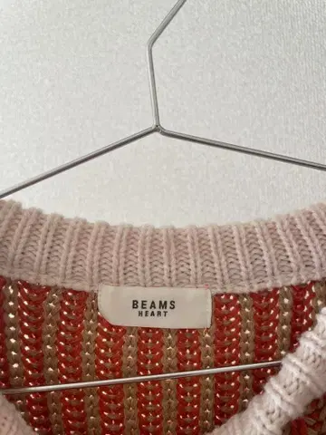 BEAMS HEART 리브 니트 오렌지 계열