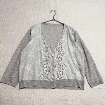 쥬크 로이소와 자수 레이스 가디건 얇은 소재 니트 겉옷 a1984