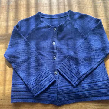 파란 니트 긴팔 가디건