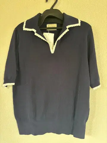 UNITED ARROWS 네이비 세일러 카라 반팔 니트