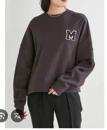 미라 오웬 다크 그레이 M 사가 자수 오버 사이즈 맨투맨