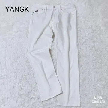 야누크 데님 팬츠 화이트 L 깔끔한 캐주얼 스트레이트 포켓