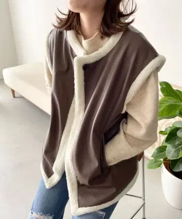 lowrys farm 보아 가죽 리버서블 베스트