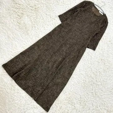 잔니로 주디체 브라운 7부 소매 롱 원피스 크루넥 안감 L