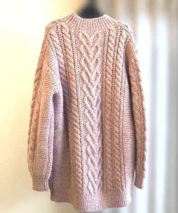 택 포함 새상품 리랜드트루 하트 모티브 케이블 니트 원피스 핑크 S