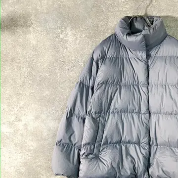 UNIQLO 다운 자켓 긴팔 블루 집업 페더 나일론