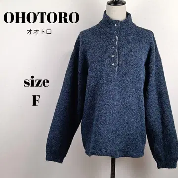 [ a2053 ] OHOTORO 새상품급 헨리넥 긴팔 니트 F 블루 계열