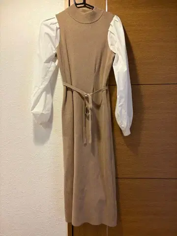 FREE MART 베이지 니트 롱 원피스 FR