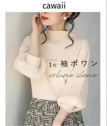 cawaii 포원 소매 니트 소매 포원과 오프넥의 니트