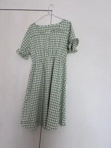 새상품급 그린 체크 원피스
