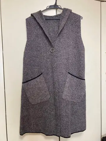후드티 트위드 베스트 질레 안감 없음