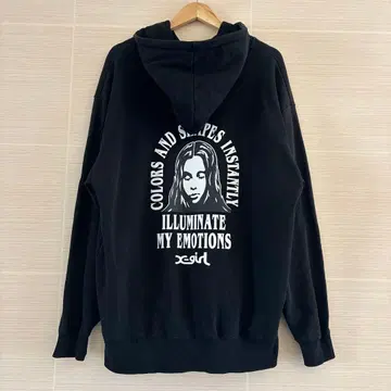 xgirl 그래픽 프린트 후드티 블랙