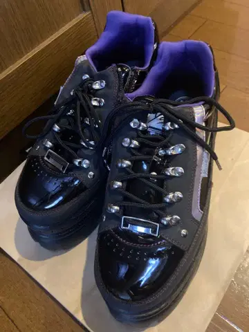 YOSUKE 요스케 통굽 스니커즈 24cm 블랙/퍼플