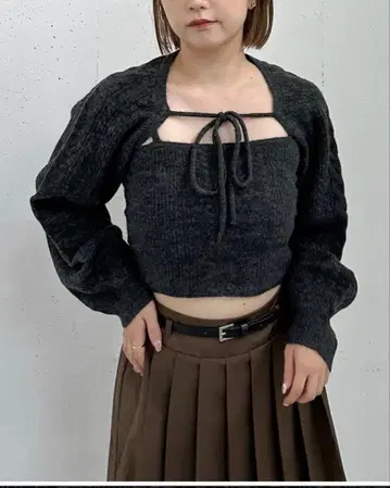 archives 아카이브 케이블 니트 볼레로 앙상블