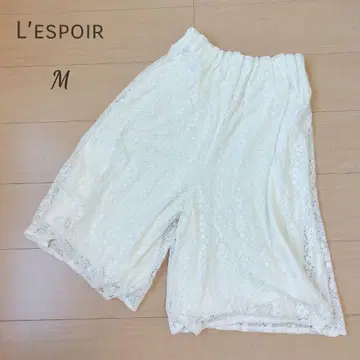 레스포와르 레이스 숏팬츠 M 화이트 체형 커버 루즈핏