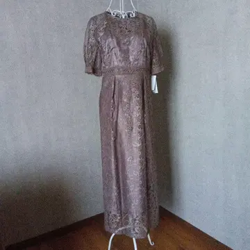 브라운 꽃무늬 레이스 롱 드레스