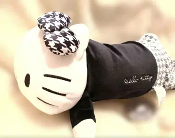 헬로키티 흑백 티슈 케이스 하운드투스 체크 패턴 봉제 인형 산리오 아베일