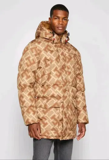 TOMMY HILFIGER 모노그램 후디드 다운 자켓