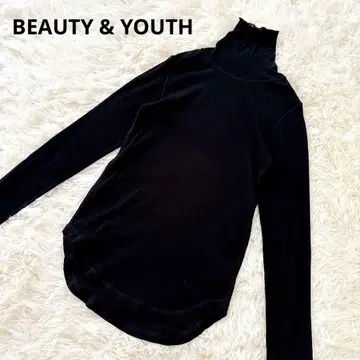 뷰티&유스 유나이티드 애로우즈 리브 터틀넥 티셔츠 블랙