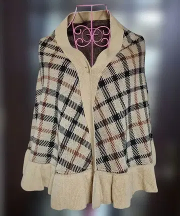 DAKS 체크 무늬 니트 판초 일본제