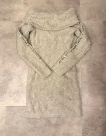 SPIRALGIRL 암 오픈 오프숄더 니트 원피스 그레이