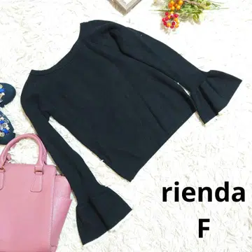 rienda 크롭 니트/스웨터 (S 사이즈 상당) 블랙/트럼펫 슬리브