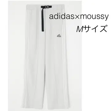 adidas x MOUSSY 콜라보 와이드 트랙 팬츠 저지 화이트 M