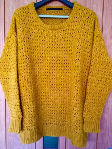 KBF+ 시스루 머스타드 니트 스웨터