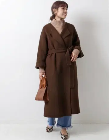 [ Spick & span ] 비버 폴드 라펠 코트 브라운