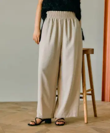팬츠 [린넨 라이크 드라이 시리즈] 개더 와이드 스트레이트 팬츠