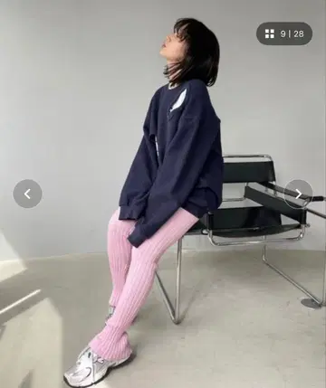 SANSeLF 리브 플레어 니트 레깅스 핑크