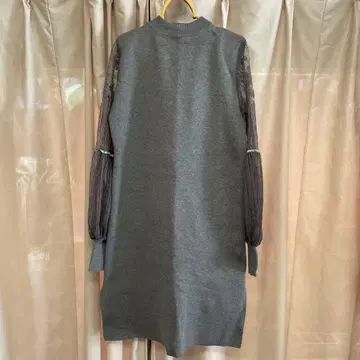 그레이 시스루 니트 원피스 긴팔