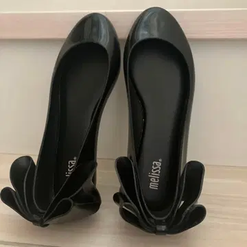 멜리사 비닐 발레 슈즈 블랙 리본 레인 슈즈