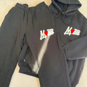 MOBB 블랙 후드티 & 팬츠 세트 M
