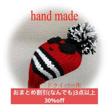 골프 니트 헤드커버 핸드메이드 드라이버용 페이스 빨간색