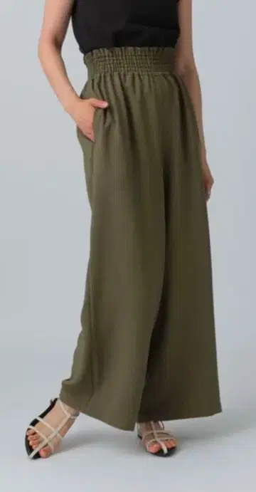 팬츠 [ 린넨 라이크 드라이 시리즈 ] 개더 와이드 스트레이트 팬츠