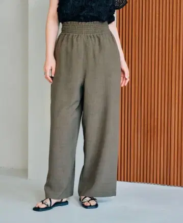 팬츠 [ 린넨라이크 드라이 시리즈 ] 개더 와이드 스트레이트 팬츠