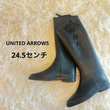 유나이티드 애로우즈 레인부츠 24.5cm 뜨개질 리본 블랙