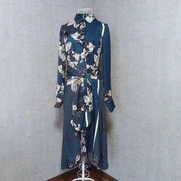 자라 베이직 꽃무늬 다크 블루 셔츠 원피스