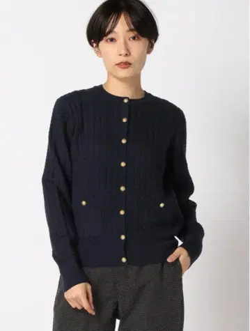 이에나 sese 케이블 짜임 가디건 블랙