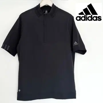 adidas 골프웨어 블랙 반팔 하프 지퍼 니트 절개