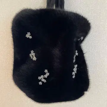 데모데 demodee 블랙 퍼 꽃 비즈 파티 백