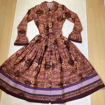 카네코 이사오 클래식 페이즐리 무늬 롱 원피스 보헤미안 긴팔