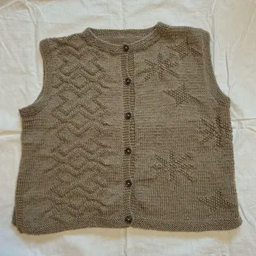 실크 혼방 브라운 니트 베스트 손뜨개질