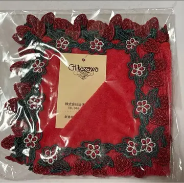 치카자와 레이스 손수건 봄딸기 레드 한정판