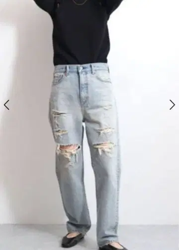 Ungrid 하이웨스트 크러쉬 루즈 데님 데미지 진 24