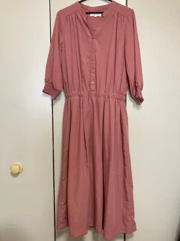 grove 더스티 핑크 7부 소매 원피스